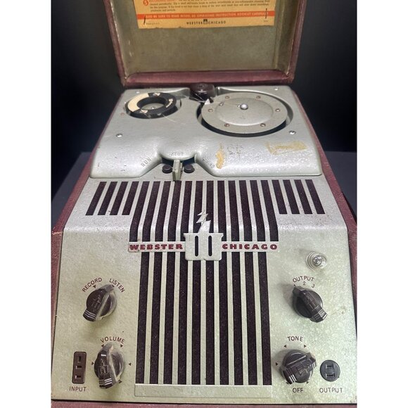 Vtg Antique Webster Chicago Wire Recorder Recording Device W Mic Cords Untested - Picture 1 of 6